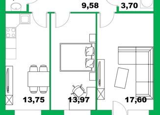 Продам 2-ком. квартиру, 61.2 м2, село Зубово, Весенняя улица, 6