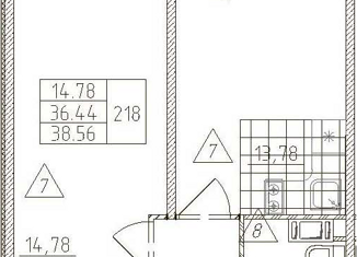 Продам 1-комнатную квартиру, 36.44 м2, Санкт-Петербург, Товарищеский проспект, 19, метро Улица Дыбенко