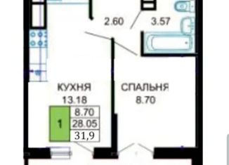 Продаю 1-ком. квартиру, 29 м2, Краснодар, улица Петра Метальникова, 38, микрорайон имени Евгении Жигуленко