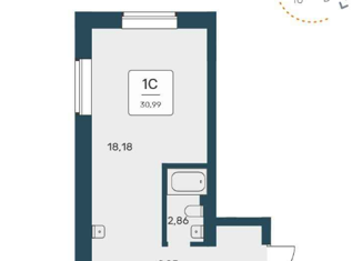 Квартира на продажу студия, 31 м2, Новосибирск, улица Авиастроителей, 3/1, улица Авиастроителей
