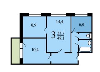 Продаю 3-ком. квартиру, 48.2 м2, Москва, Ярославское шоссе, 109к2, Ярославский район