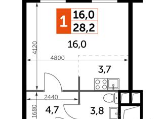 Продаю квартиру студию, 28.2 м2, Москва, Волоколамское шоссе, 71/22к1-2, метро Тушинская