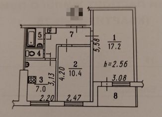 Продаю 2-ком. квартиру, 44 м2, Омск, улица Блюхера, 18, Советский округ