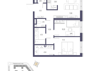 Продам 2-ком. квартиру, 62 м2, Санкт-Петербург, Малоохтинский проспект, 68, Малоохтинский проспект