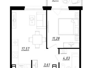 Продается 2-комнатная квартира, 38 м2, городской посёлок Фёдоровское