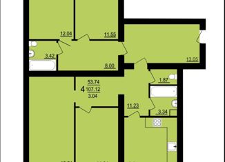 Продается 4-ком. квартира, 108.64 м2, Заречный, Восточная улица