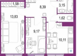 2-ком. квартира на продажу, 48.5 м2, Кудрово, проспект Строителей, 16, ЖК Геометрия