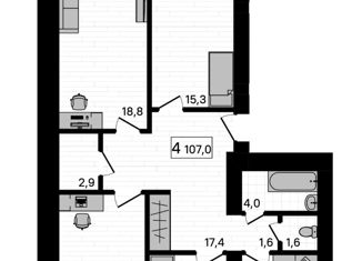 Продажа 4-комнатной квартиры, 107 м2, село Чигири
