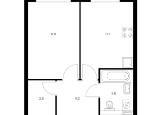 Продам 1-комнатную квартиру, 33.6 м2, Москва, жилой комплекс Мичуринский Парк, 1.5, метро Озёрная