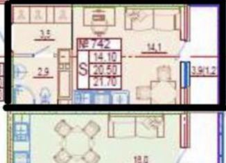 Квартира на продажу студия, 21.7 м2, Новороссийск, ЖК Облака 2