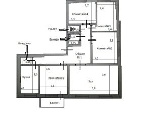 Продам 4-ком. квартиру, 87.1 м2, Тюмень, улица Пермякова, 41