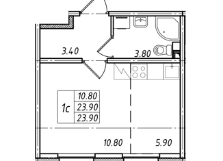 Продам квартиру студию, 23.9 м2, посёлок Ковалёво, посёлок Ковалёво, 77