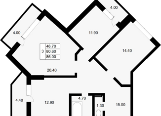 Продается трехкомнатная квартира, 86 м2, Краснодар, улица им. Героя Сарабеева В.И., 3, микрорайон Панорама