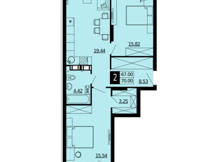 Продажа 2-ком. квартиры, 68.5 м2, Самара, ЖК АмГрад, Южное шоссе, 9