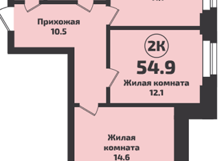 Продам 2-комнатную квартиру, 54.9 м2, Новосибирск, Красный проспект, 327/1, ЖК Инфинити