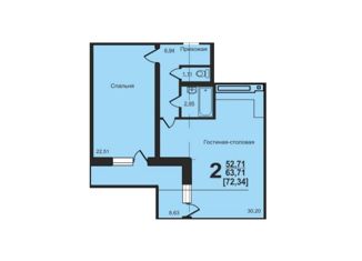 Продается 2-комнатная квартира, 72.3 м2, Челябинск, улица Братьев Кашириных, стр46, жилой район Академ Риверсайд