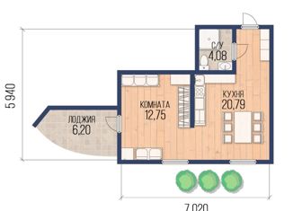 Продажа квартиры студии, 33.5 м2, Санкт-Петербург, улица Прокофьева, 7к2, метро Парнас