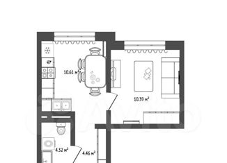 Продаю однокомнатную квартиру, 27 м2, Тюмень, Харьковская улица, 76, ЖК Сердце Сибири