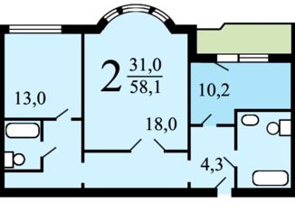 2-комнатная квартира на продажу, 55.7 м2, Москва, улица Гримау, 11к2, улица Гримау