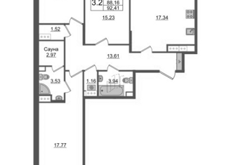 Продаю трехкомнатную квартиру, 88.16 м2, Санкт-Петербург, муниципальный округ Коломяги