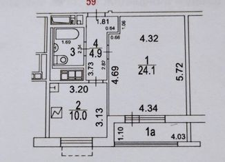 Продажа однокомнатной квартиры, 43 м2, Москва, Гродненская улица, 9, станция Кунцевская