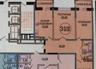 Продается 3-комнатная квартира, 92.1 м2, Краснодар, улица Достоевского, 84/1, ЖК Достоевский