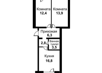 Продаю 2-комнатную квартиру, 55.7 м2, Искитим, Советская улица, 245/1