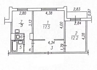 Продается двухкомнатная квартира, 52.9 м2, Новокузнецк, улица Франкфурта, 19