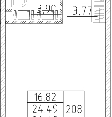 Продается квартира студия, 24.49 м2, Санкт-Петербург, метро Улица Дыбенко, Товарищеский проспект, 19