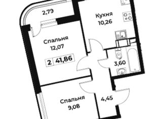 2-ком. квартира на продажу, 41.86 м2, Мурино, ЖК Авиатор, Ручьёвский проспект, 2к3