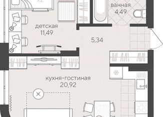 Продаю 1-комнатную квартиру, 42.24 м2, Новосибирск, Кедровая улица, с45к1, метро Заельцовская