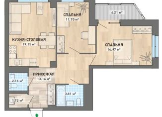 Продаю двухкомнатную квартиру, 70.88 м2, Екатеринбург, Водоёмная улица, 76