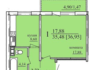Продам 1-комнатную квартиру, 37 м2, Екатеринбург, Ракетная улица, 19, метро Ботаническая