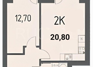 Продается 2-комнатная квартира, 51.7 м2, деревня Кисловка, улица Василия Кандинского, 1