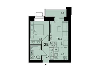 Продается 2-комнатная квартира, 38.7 м2, Сыктывкар, Тентюковская улица, 320к3, ЖК Платон