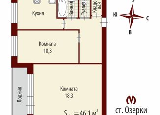 Продается 2-ком. квартира, 46.1 м2, Санкт-Петербург, Северный проспект, 24к3