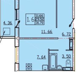 Продам 1-ком. квартиру, 31 м2, Великий Новгород, улица Якова Павлова, 11к1, ЖК Ивушки
