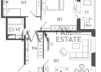 Продам двухкомнатную квартиру, 87.5 м2, Санкт-Петербург, ЖК Московские ворота II, Парфёновская улица, 17