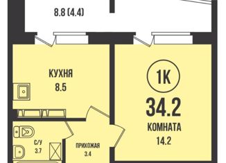 Продажа 1-комнатной квартиры, 34.2 м2, Новосибирская область, жилой комплекс Династия, 901