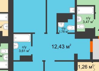 3-ком. квартира на продажу, 80 м2, деревня Афонино, улица Красная Поляна, 4, ЖК Красная Поляна