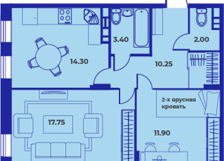 Продажа 2-комнатной квартиры, 59.8 м2, Брянск, Советский район, Советская улица, 122
