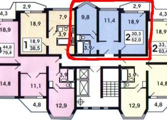 Продам 2-ком. квартиру, 52 м2, Люберцы, проспект Гагарина, 24к2