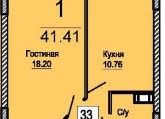 Продам 1-комнатную квартиру, 41.41 м2, Санкт-Петербург, Кингисеппское шоссе, 4