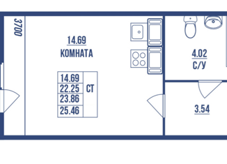 Продажа квартиры студии, 24 м2, Мурино, Екатерининская улица, 10, ЖК Три кита