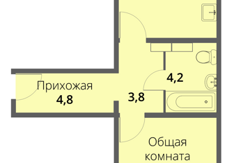 Продам 1-комнатную квартиру, 46.5 м2, Орёл, Зареченская улица, 6к3