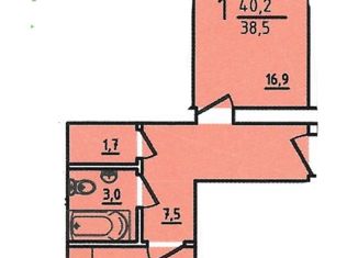 Продается однокомнатная квартира, 40 м2, посёлок Новая Адыгея, Бжегокайская улица, 31/4к2