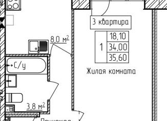 Продаю 1-ком. квартиру, 35.6 м2, деревня Карабиха, Московское шоссе, 64