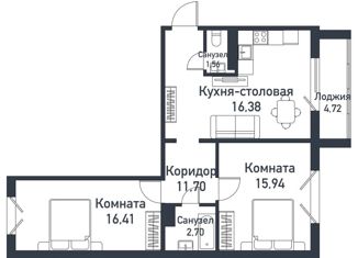 3-комнатная квартира на продажу, 64.6 м2, Челябинская область, Ласковая улица, 14
