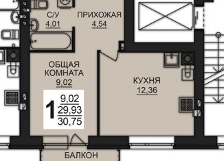 Продается 1-комнатная квартира, 30.75 м2, деревня Дерябиха, деревня Дерябиха, 78
