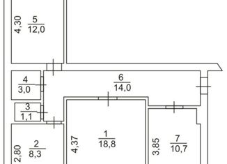 3-комнатная квартира на продажу, 68 м2, Батайск, улица Воровского, 11